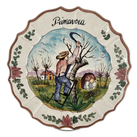 Intrada Italy Majolica Four Seasons Wall Decor Handcrafted Ceramic12" Plates - Picture 4 of 9
